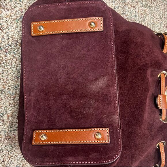 Dooney & Burke cranberry suede and Tan Suede Shoulder Bag - Picture 4 of 7